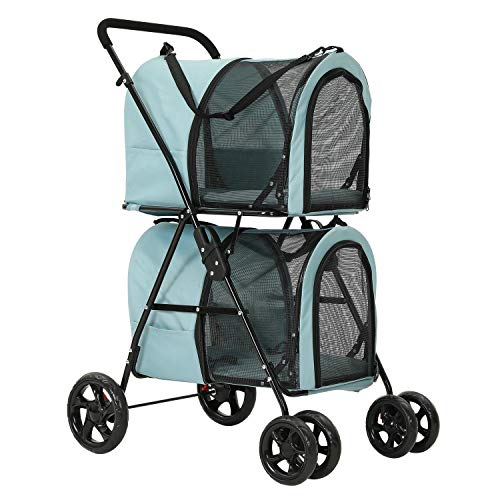 VIAGDO Double Pet Stroller for Small Medium Dogs & Cats, Detachable 4 ...